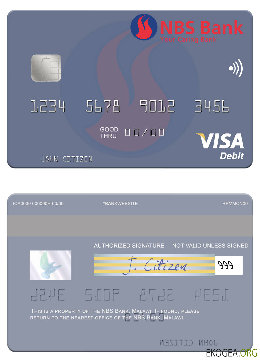Carte de débit visa de la Banque NBS du Malawi